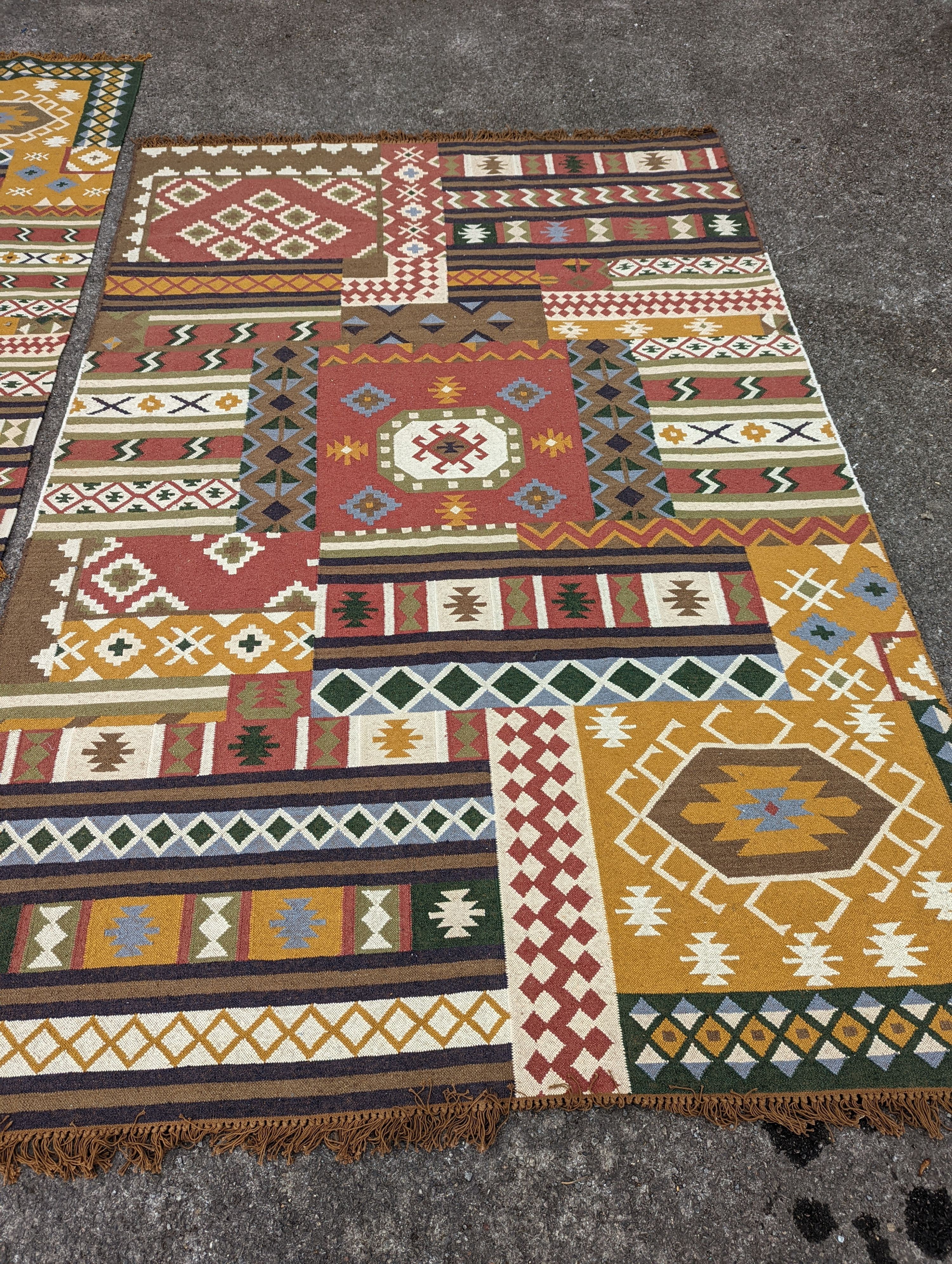 Three assorted Kilim flatweave carpets and rugs, 290 x 200cm, 240 x 170cm, 200 x 140cm